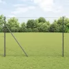 Kerítés oszlopokkal Szürke 1.6 x 25 m PVC-bevonatos acél