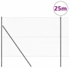 Kerítés oszlopokkal Szürke 1.6 x 25 m PVC-bevonatos acél