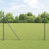 Kerítés oszlopokkal Szürke 1.6 x 25 m PVC-bevonatos acél