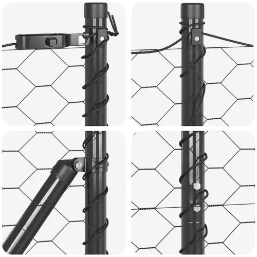 Kerítés oszlopokkal Szürke 1.6 x 25 m PVC-bevonatos acél
