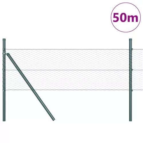 Kerítés oszlopokkal Szürke 0.4 x 50 m PVC-bevonatos acél