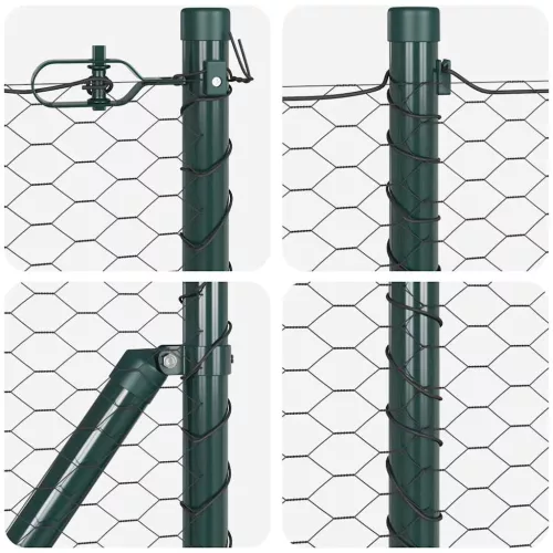 Kerítés oszlopokkal Szürke 0.4 x 50 m PVC-bevonatos acél