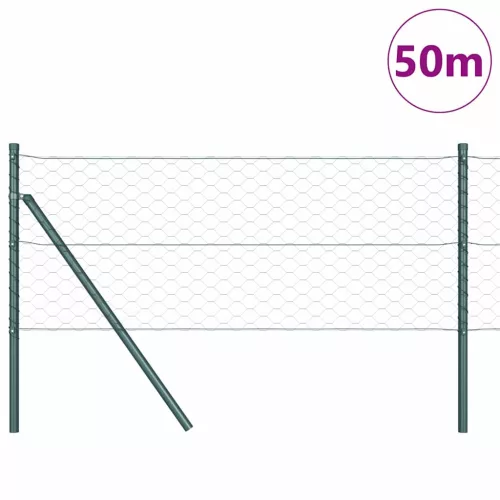 Kerítés oszlopokkal Szürke 0.6 x 50 m PVC-bevonatos acél