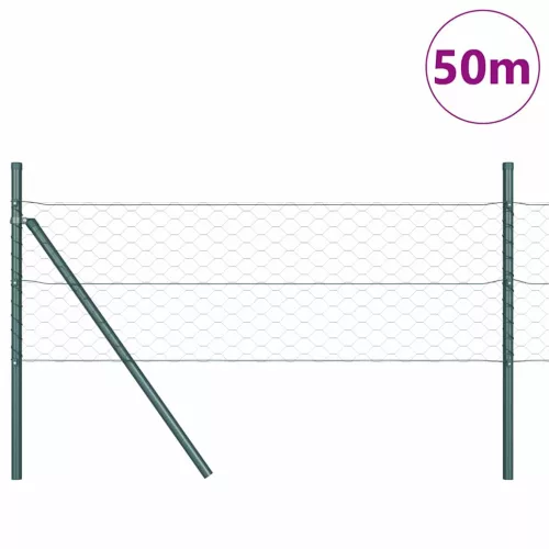 Kerítés oszlopokkal Szürke 0.8 x 50 m PVC-bevonatos acél