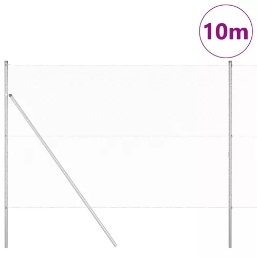Kerítés oszlopokkal Ezüst 1.6 x 10 m PVC-bevonatos acél