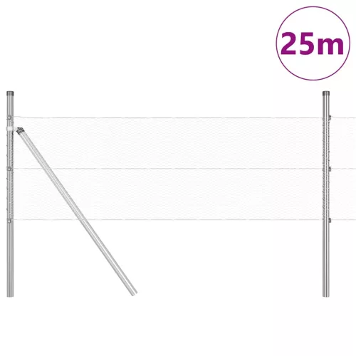 Kerítés oszlopokkal Ezüst 0.8 x 25 m PVC-bevonatos acél