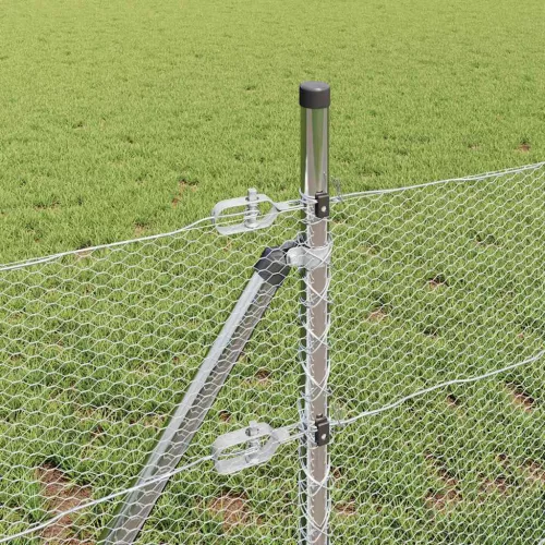 Kerítés oszlopokkal Ezüst 0.8 x 25 m PVC-bevonatos acél