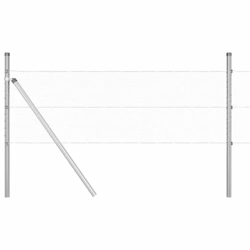 Kerítés oszlopokkal Ezüst 0.8 x 25 m PVC-bevonatos acél