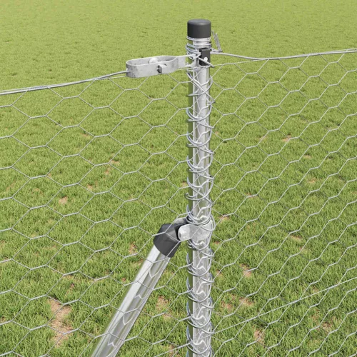 Kerítés oszlopokkal Ezüst 1 x 25 m PVC-bevonatos acél