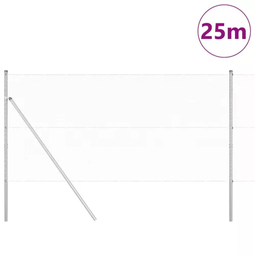 Kerítés oszlopokkal Ezüst 1.2 x 25 m PVC-bevonatos acél