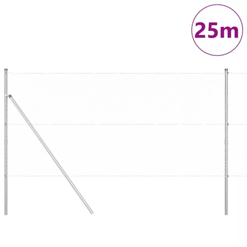 Kerítés oszlopokkal Ezüst 1.2 x 25 m PVC-bevonatos acél
