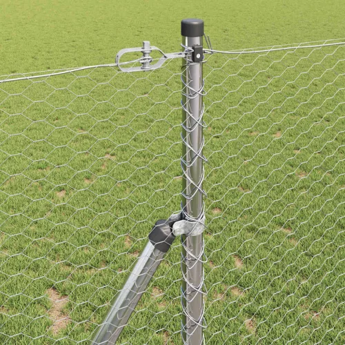 Kerítés oszlopokkal Ezüst 1.2 x 25 m PVC-bevonatos acél
