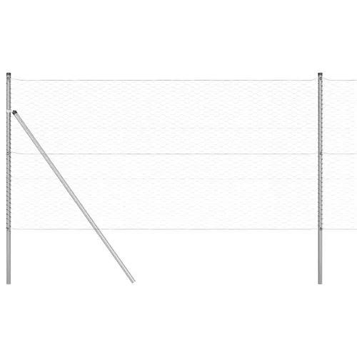 Kerítés oszlopokkal Ezüst 1.2 x 25 m PVC-bevonatos acél