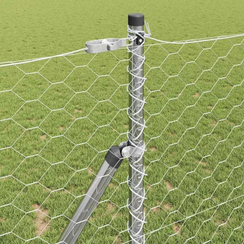 Kerítés oszlopokkal Ezüst 1.2 x 25 m PVC-bevonatos acél