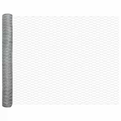 Kerítés oszlopokkal Ezüst 1.2 x 25 m PVC-bevonatos acél