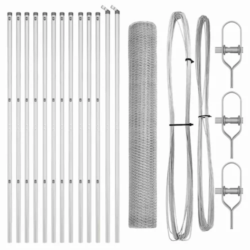 Kerítés oszlopokkal Ezüst 1.4 x 25 m PVC-bevonatos acél