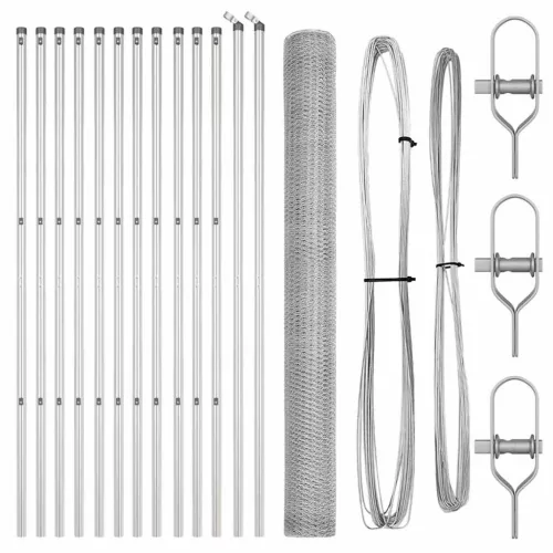 Kerítés oszlopokkal Ezüst 1.5 x 25 m PVC-bevonatos acél