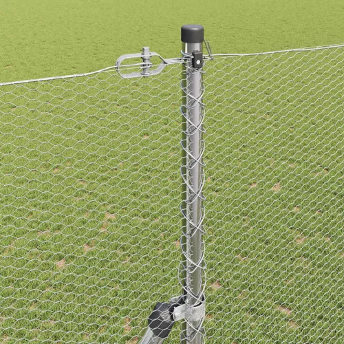 Kerítés oszlopokkal Ezüst 1.5 x 25 m PVC-bevonatos acél