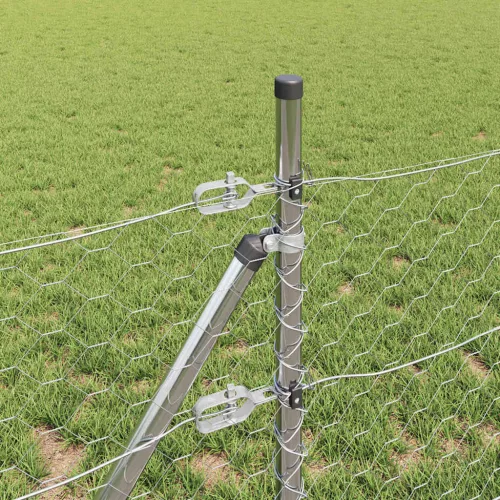 Kerítés oszlopokkal Ezüst 0.4 x 50 m PVC-bevonatos acél