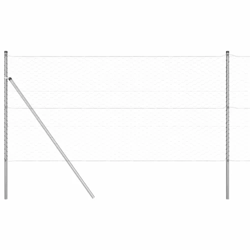 Kerítés oszlopokkal Ezüst 1.4 x 50 m PVC-bevonatos acél