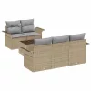 Kerti Kanapé Szett 6 pcs Barna és szürke 55 x 55 x 37 cm