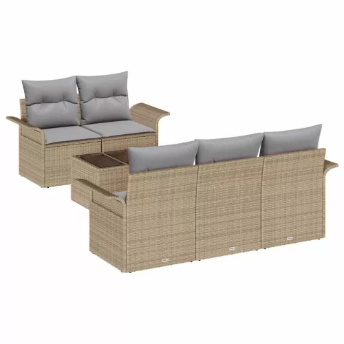 Kerti Kanapé Szett 6 pcs Barna és szürke 55 x 55 x 37 cm