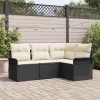 Kerti Kanapé Szett párnával tárolóval 4 pcs Fekete Poli rattan