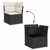 Kerti Kanapé Szett párnával tárolóval 4 pcs Fekete Poli rattan