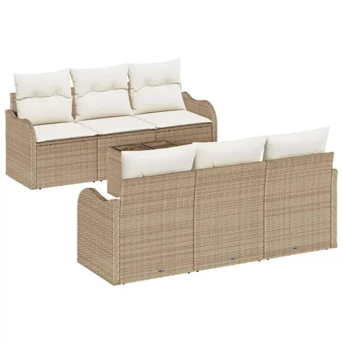 Kerti Kanapé Szett párnával 7 pcs Beige és krém 55 x 55 x 37 cm