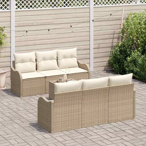 Kerti Kanapé Szett párnával 7 pcs Beige és krém 55 x 55 x 37 cm