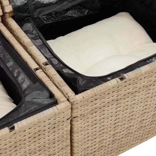 Kerti Kanapé Szett párnával 7 pcs Beige és krém 55 x 55 x 37 cm