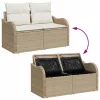 Kerti Kanapé Szett párnával 7 pcs Beige és krém 55 x 55 x 37 cm