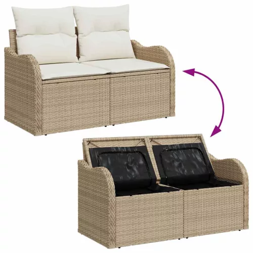 Kerti Kanapé Szett párnával 7 pcs Beige és krém 55 x 55 x 37 cm