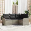 Kerti Kanapé Szett párnával 4 pcs Világosszürke Poli rattan
