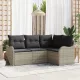 Kerti Kanapé Szett párnával 4 pcs Világosszürke Poli rattan