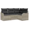 Kerti Kanapé Szett párnával 4 pcs Világosszürke Poli rattan
