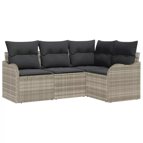 Kerti Kanapé Szett párnával 4 pcs Világosszürke Poli rattan