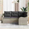 Kerti Kanapé Szett párnával 4 pcs Világosszürke Poli rattan