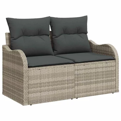 Kerti Kanapé Szett párnával 4 pcs Világosszürke Poli rattan