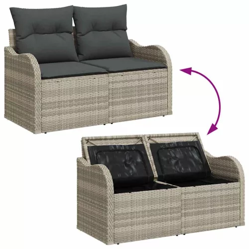 Kerti Kanapé Szett párnával 4 pcs Világosszürke Poli rattan