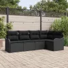 Kerti Kanapé Szett párnával tárolóval 5 pcs Fekete Poli rattan