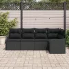 Kerti Kanapé Szett párnával tárolóval 5 pcs Fekete Poli rattan