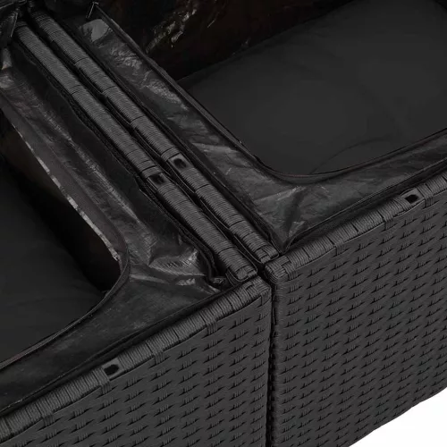 Kerti Kanapé Szett párnával tárolóval 5 pcs Fekete Poli rattan