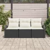 Kerti Kanapé Szett párnával 3 pcs Fekete és fehér Poli rattan