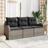 Kerti Kanapé Szett párnával 3 pcs Szürke Poli rattan