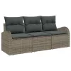Kerti Kanapé Szett párnával 3 pcs Szürke Poli rattan