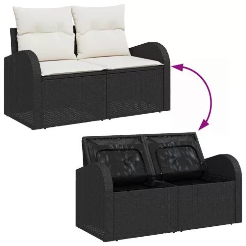 Kerti Kanapé Szett 5 pcs Fekete és Krém 55 x 55 x 37 cm