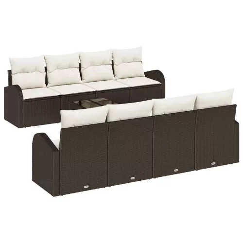 Kerti Kanapé Szett párnával 9 pcs Barna és Krém 55 x 55 x 37 cm