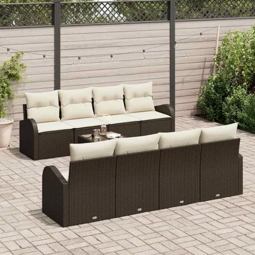 Kerti Kanapé Szett párnával 9 pcs Barna és Krém 55 x 55 x 37 cm
