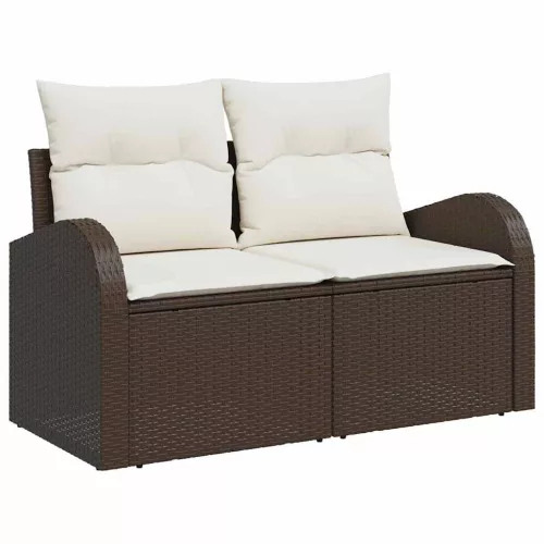 Kerti Kanapé Szett párnával 9 pcs Barna és Krém 55 x 55 x 37 cm
